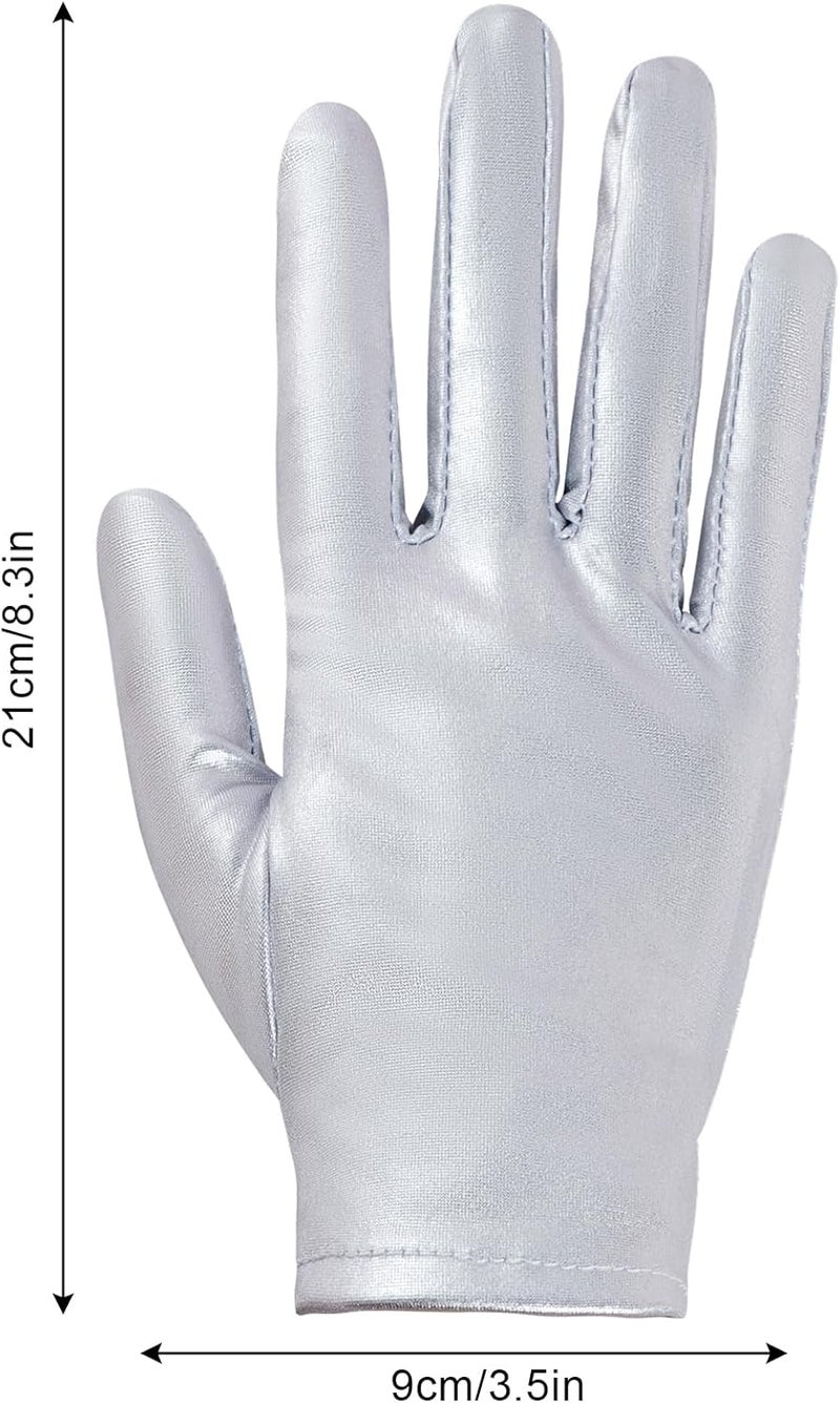 Rbenxia 1 Pair of Shiny Metallic Spandex Gloves Faux Leather Cropped Gloves for Halloween Cosplay Costume Party Favors - Image 2
